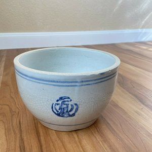 Vintage Blue Band Blue And White Pottery Stone Wear Planter Farm House Country
